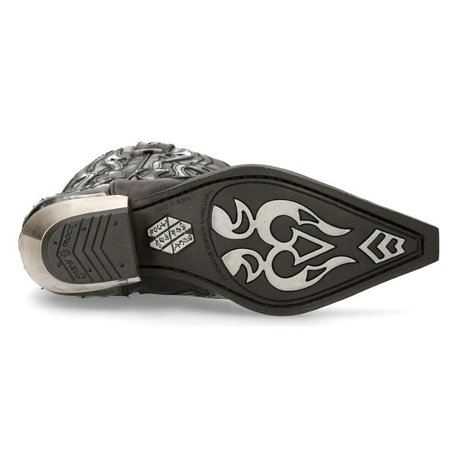 Amazon.com | New Rock M-7921-S3 SILVER FLAME BOOTS Black